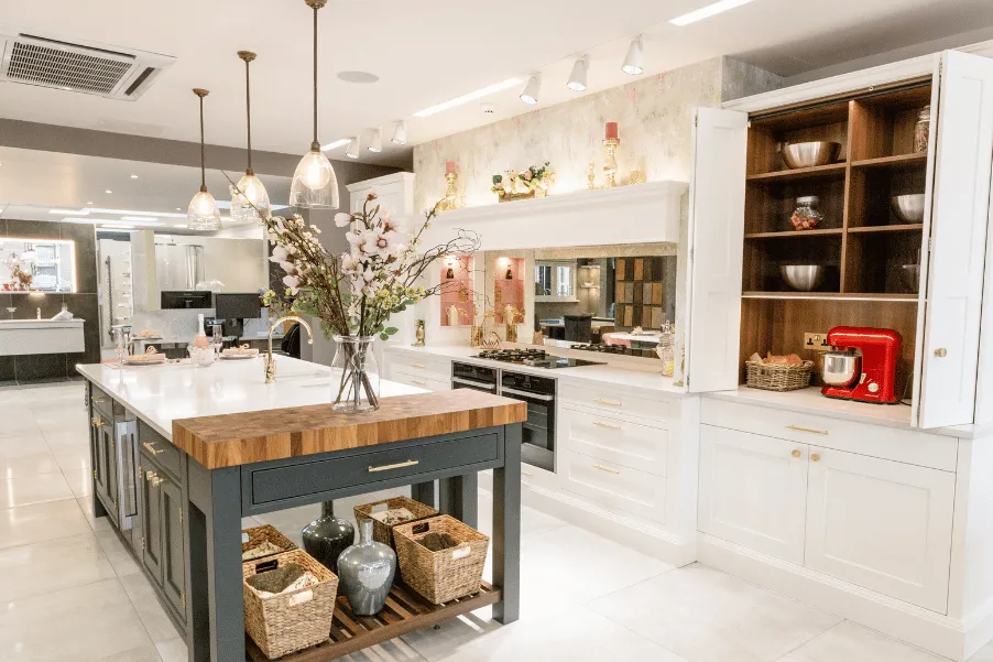 Stoneham Kitchens display in Dobsons kitchen showroom in Cheshunt