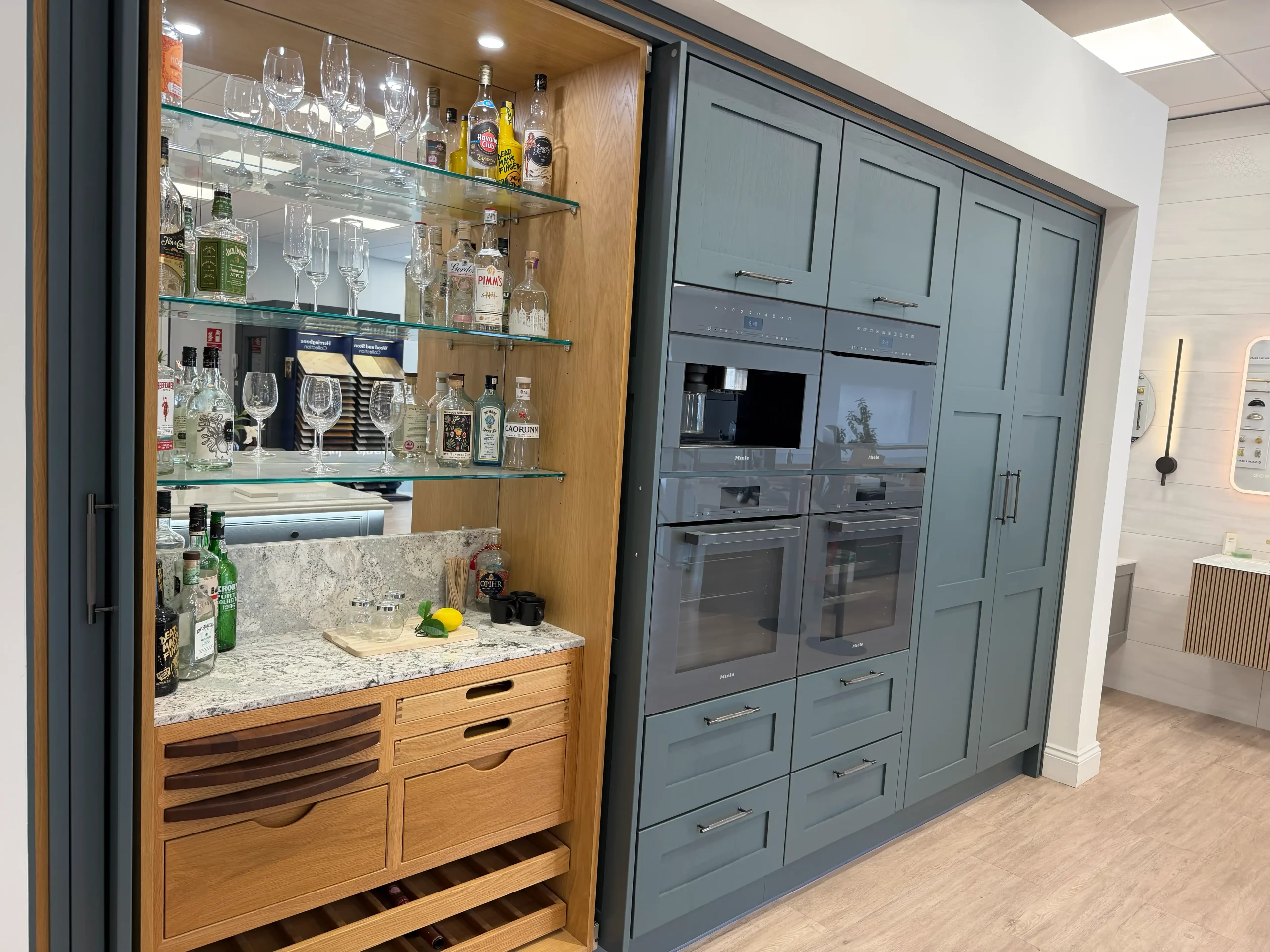 Bespoke pantry bar with pocket doors