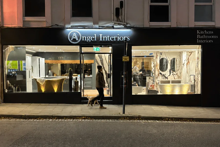 facade of Angel Interiors kitchen showroom in Bedminister